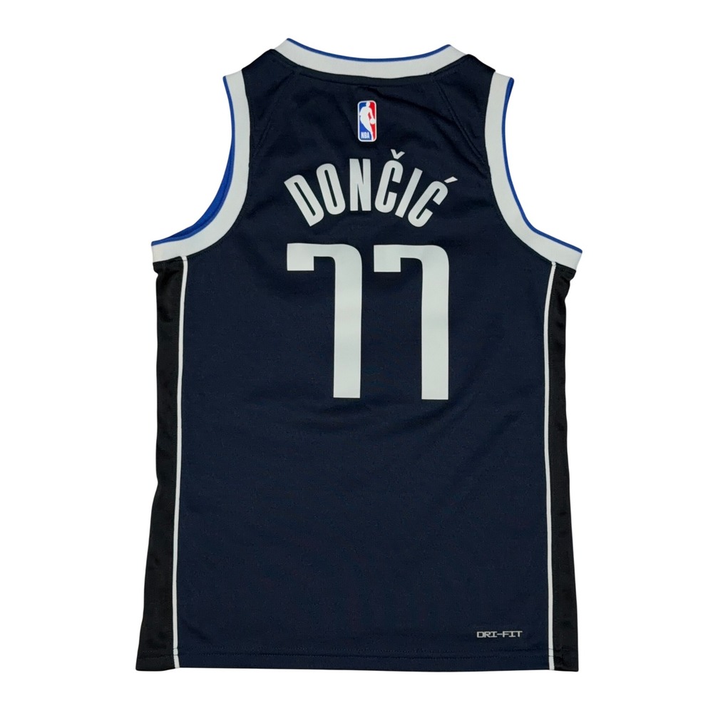 Luka Doncic 77 Mavericks Jersey Kids Small Navy Jordan Statement Edition